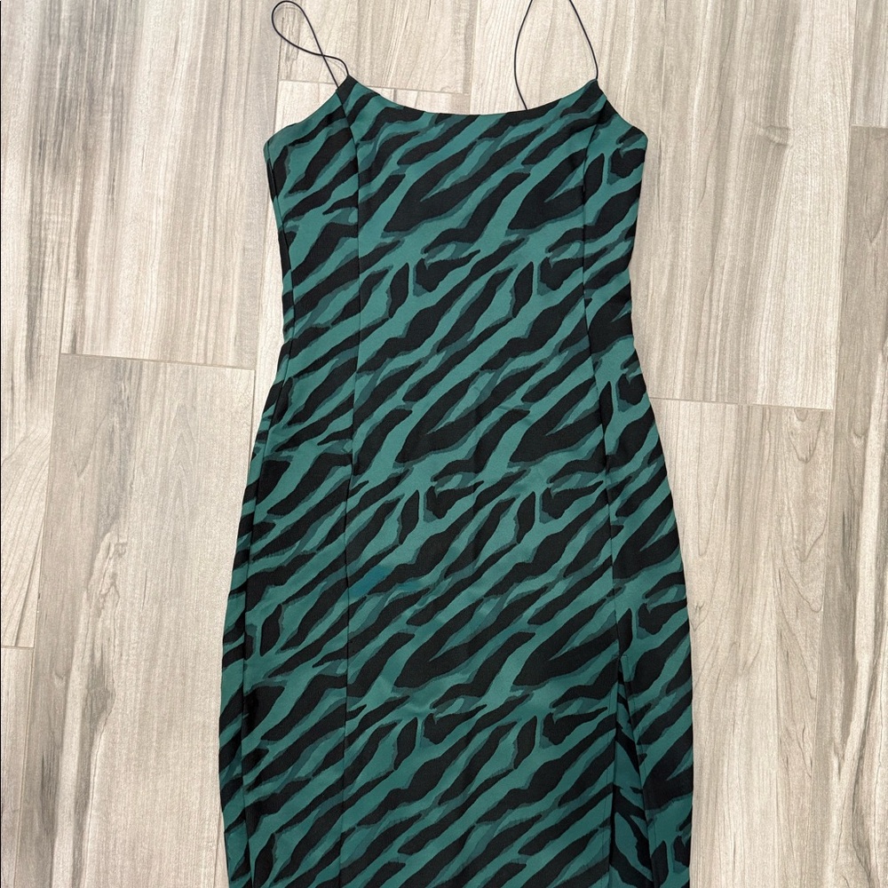 BEC & BRIDGE midi green zebra dress
